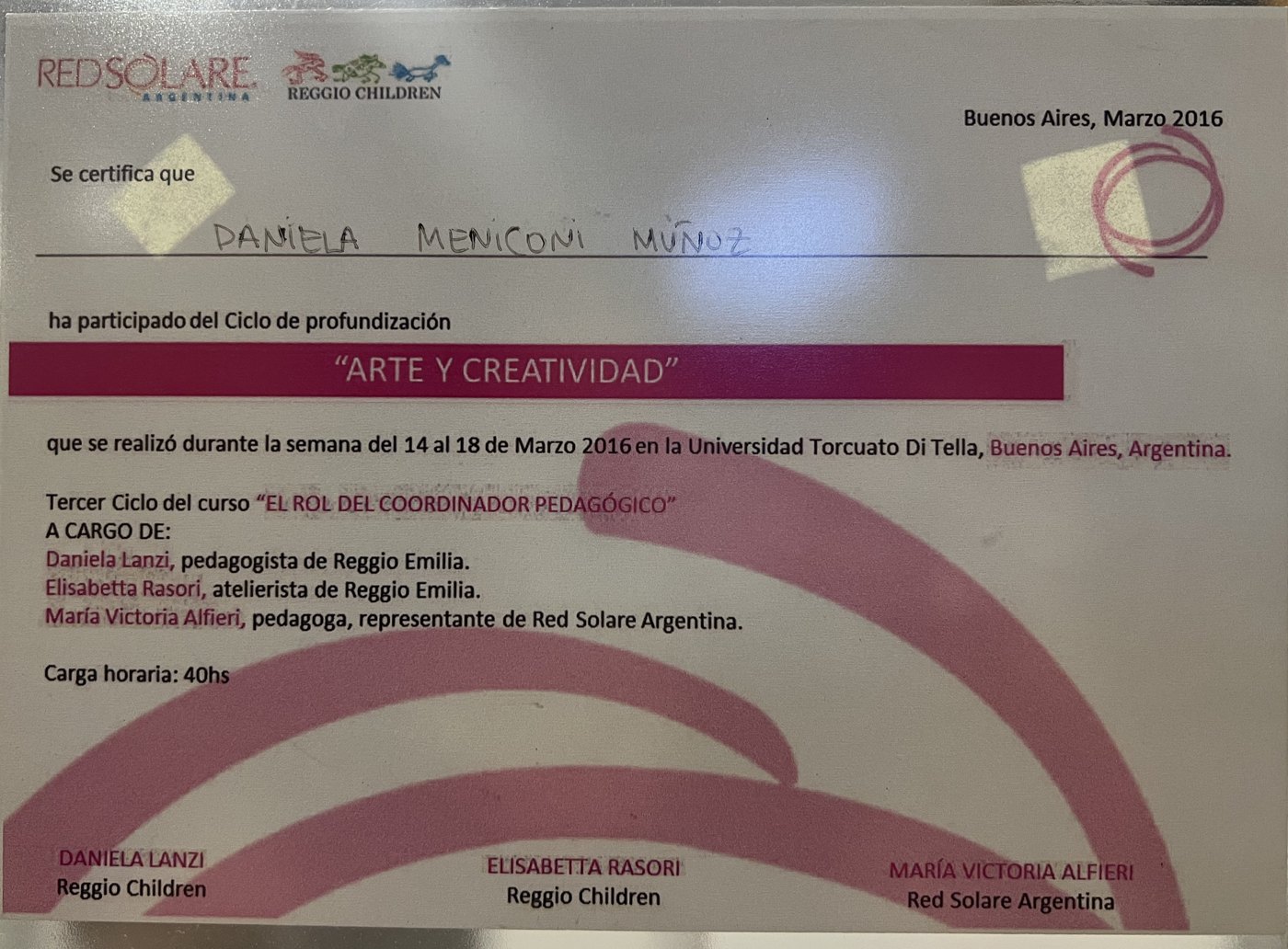 Ciclo de profundizaci&oacute;n Arte y Creatividad, Red Solare y Reggio Children, Buenos Aires 2016